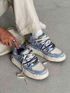 Nakış Yazılı Eskitme Denim Platform Sneaker