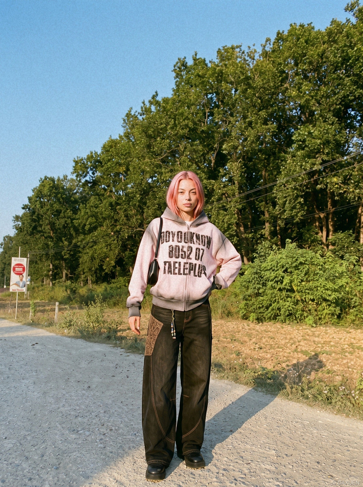Eskitme Grafik Baskılı Kapüşonlu Fermuarlı Sweatshirt