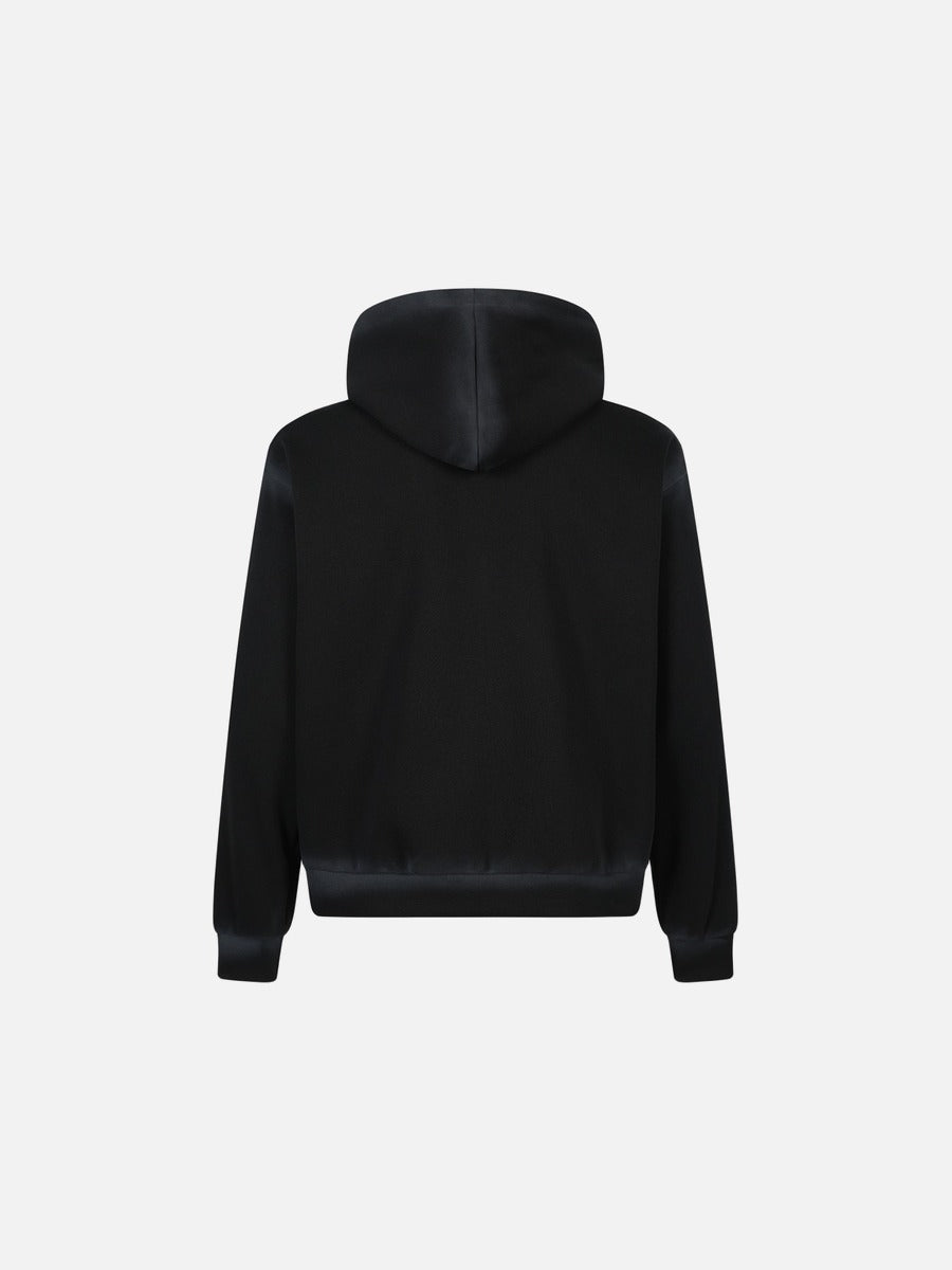 Eskitme Grafik Baskılı Kapüşonlu Fermuarlı Sweatshirt