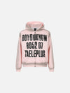 DAXUEN light pink oversized distressed graphic hooded sweatshirt