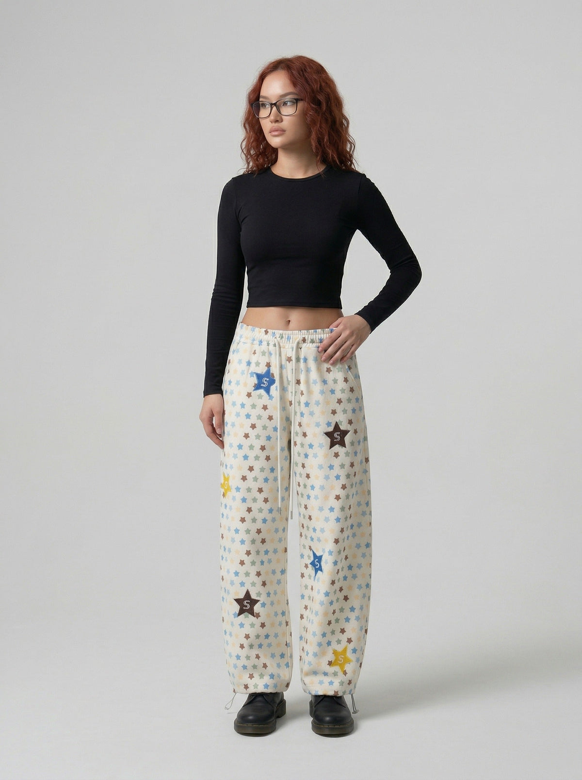Yıldız Desenli Büzgülü Paça Jogger