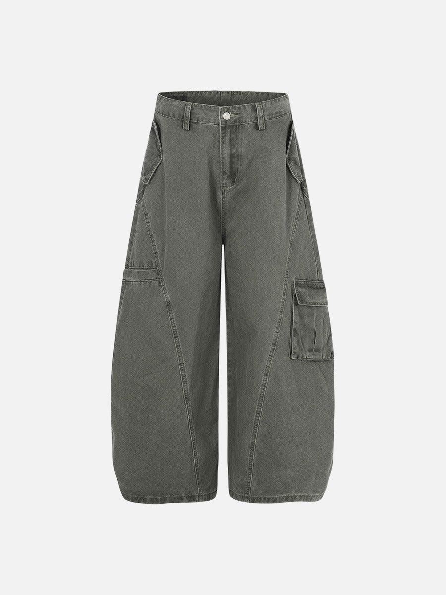 DAXUEN Wide-leg cargo pants in washed dark grey