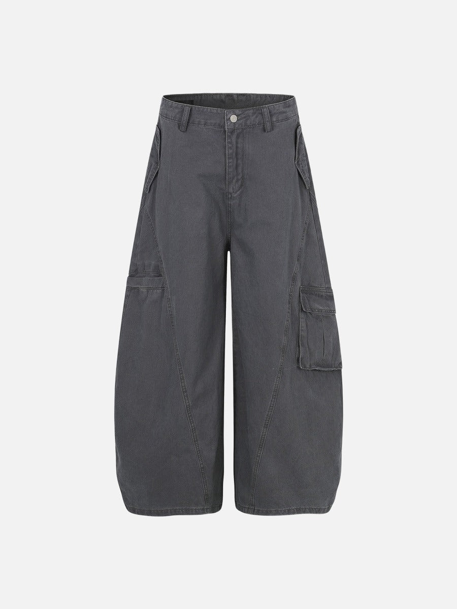 DAXUEN Wide-leg cargo pants in washed dark grey