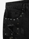 Bol Kesim Metal Halkalı Yıpratılmış Vintage Kot Pantolon Naxro