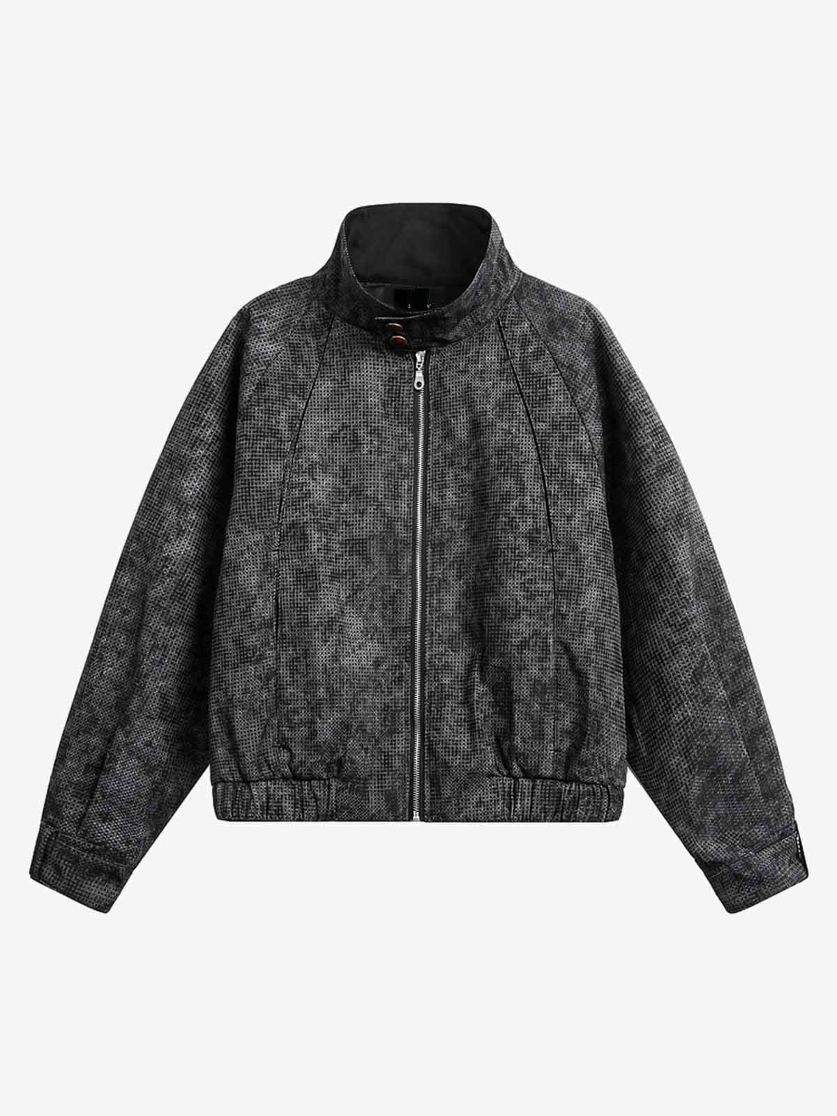 Camouflage Print Mock Neck Modern Jacket