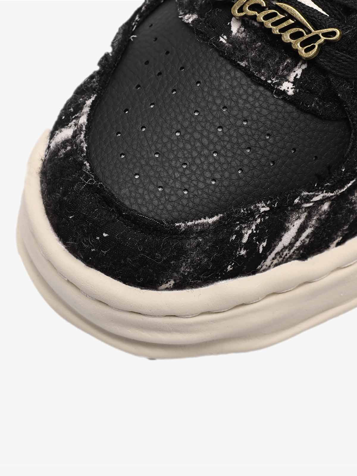Nakış Yazılı Eskitme Denim Platform Sneaker
