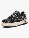 Nakış Yazılı Eskitme Denim Platform Sneaker