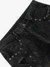 Bol Kesim Metal Halkalı Yıpratılmış Vintage Kot Pantolon Naxro