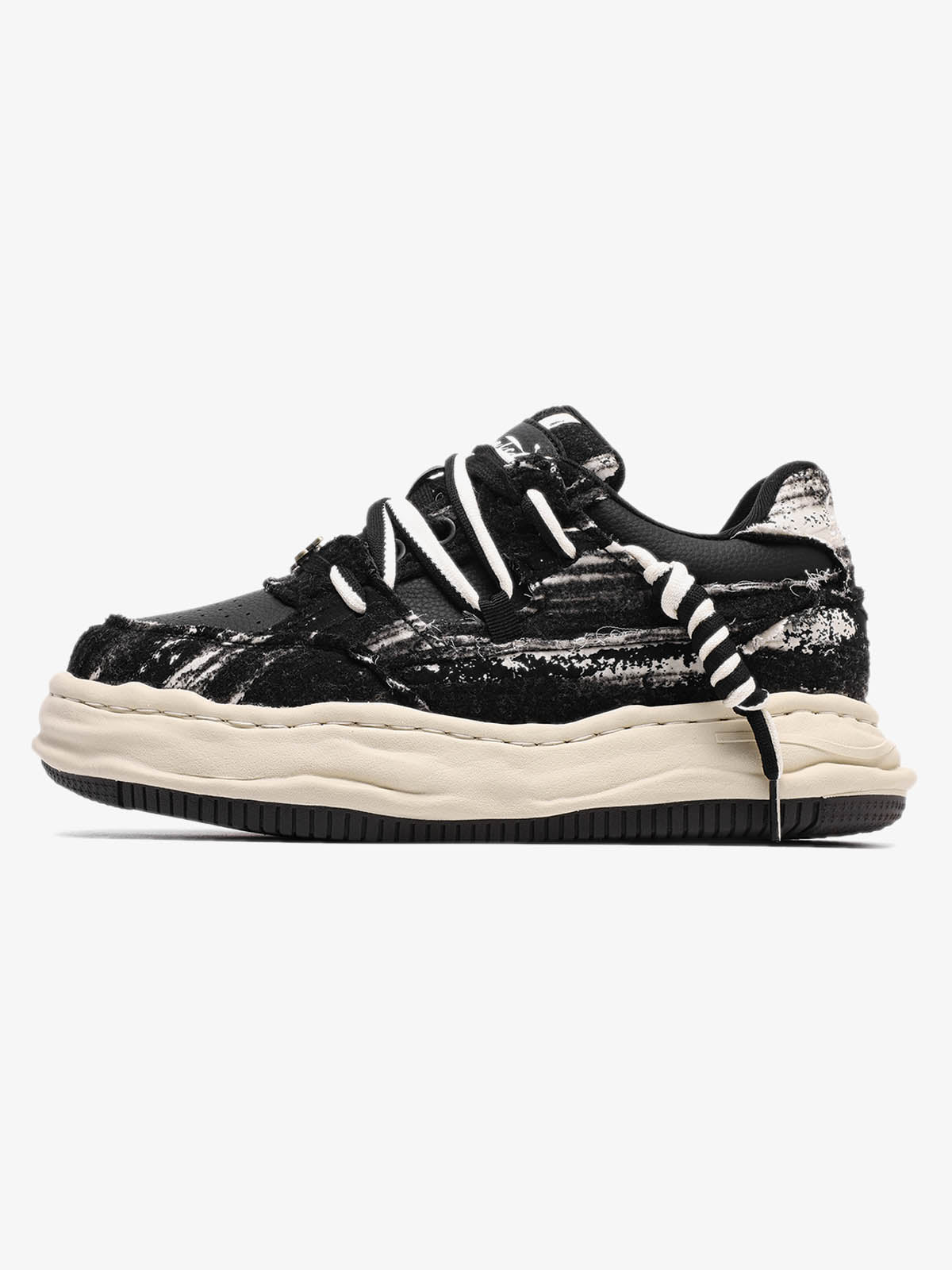 Nakış Yazılı Eskitme Denim Platform Sneaker