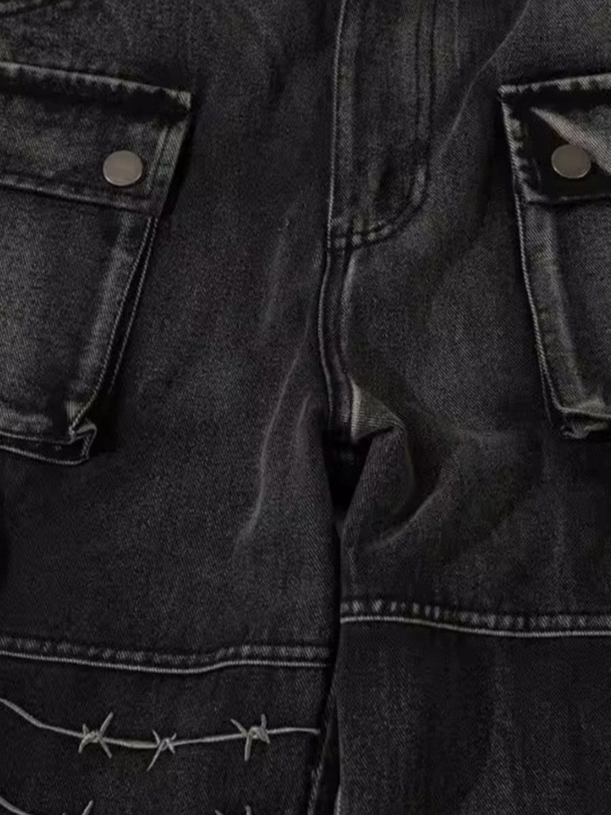 Hip-Hop Tarzı Nakışlı Sokak Stili Kot Pantolon Naxro