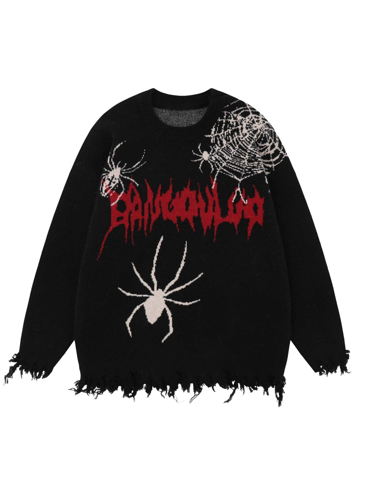 Distressed Spider Pattern Sweater