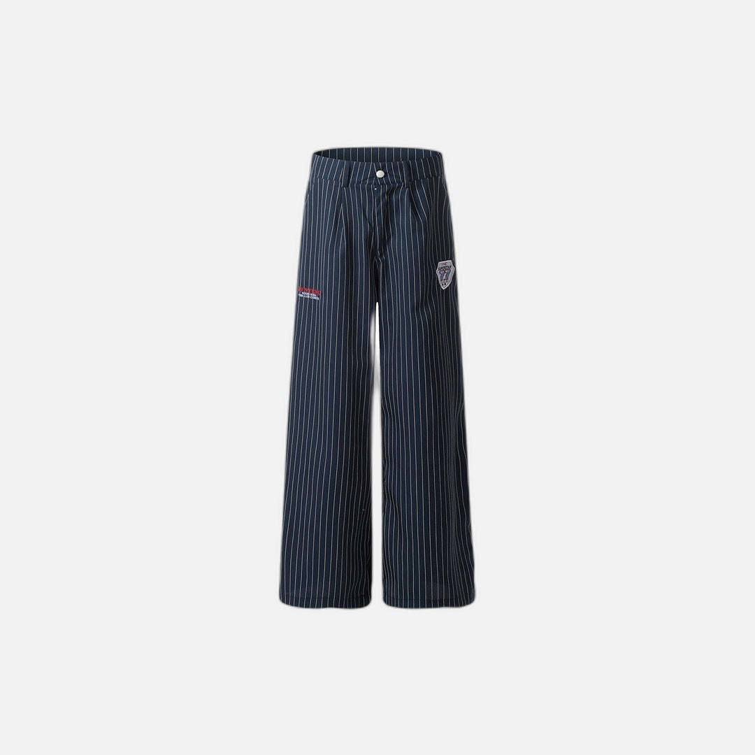 Çizgili Patch Detaylı Geniş Paça Pantolon