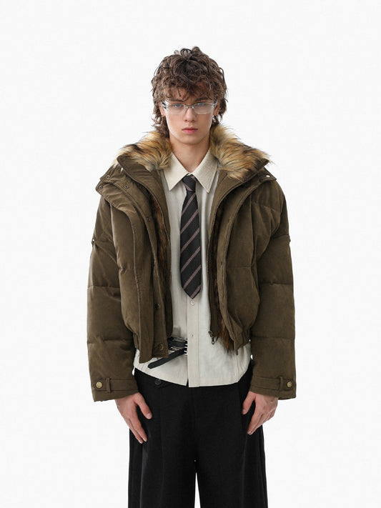 Faux Fur Collar Double-Layer Vintage Jacket
