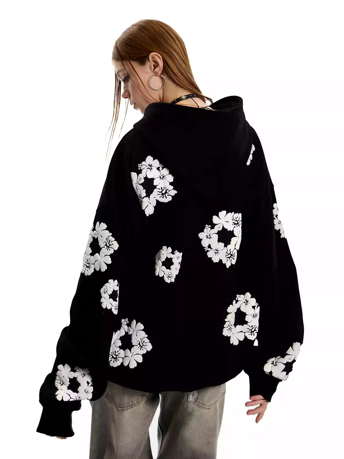Floral Print Oversized Hoodie