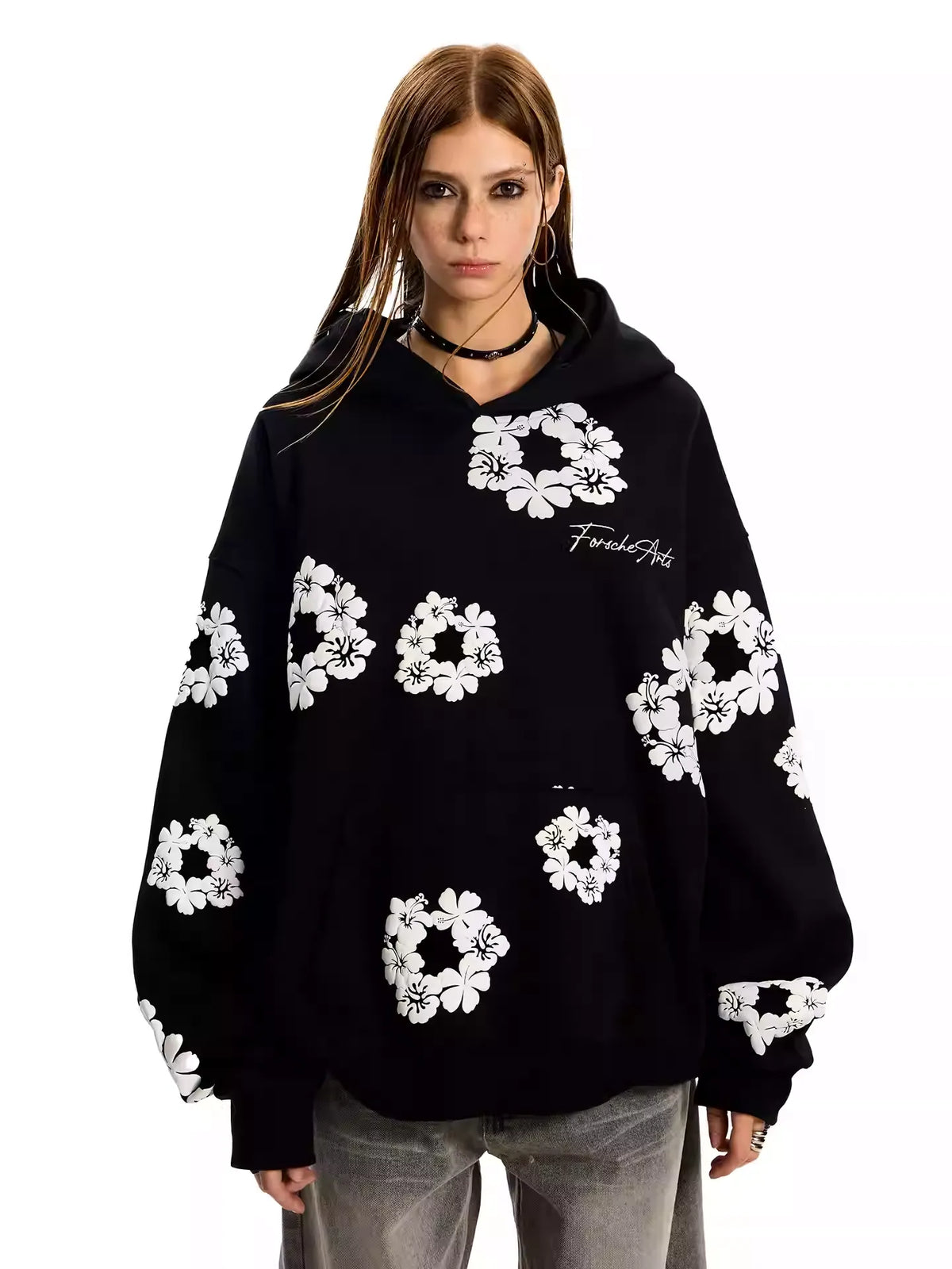 Floral Print Oversized Hoodie