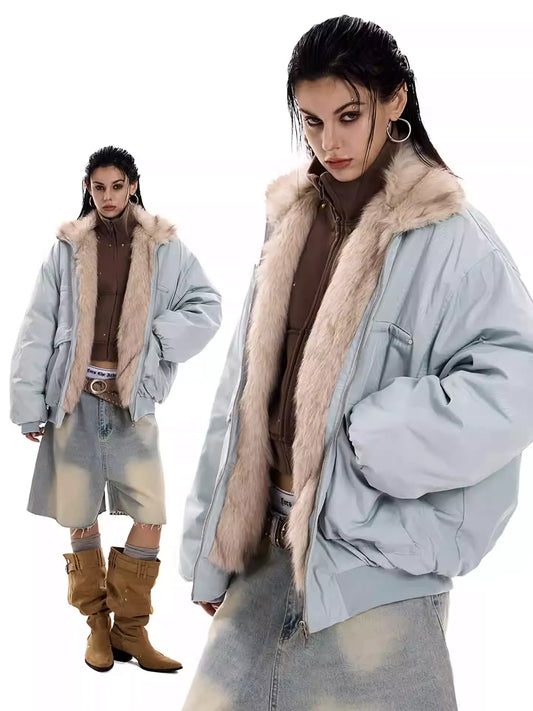 Oversized Premium Jacket with Wide Fur Collar