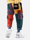 Renkli Patchwork Fitilli Kadife Kargo Pantolon